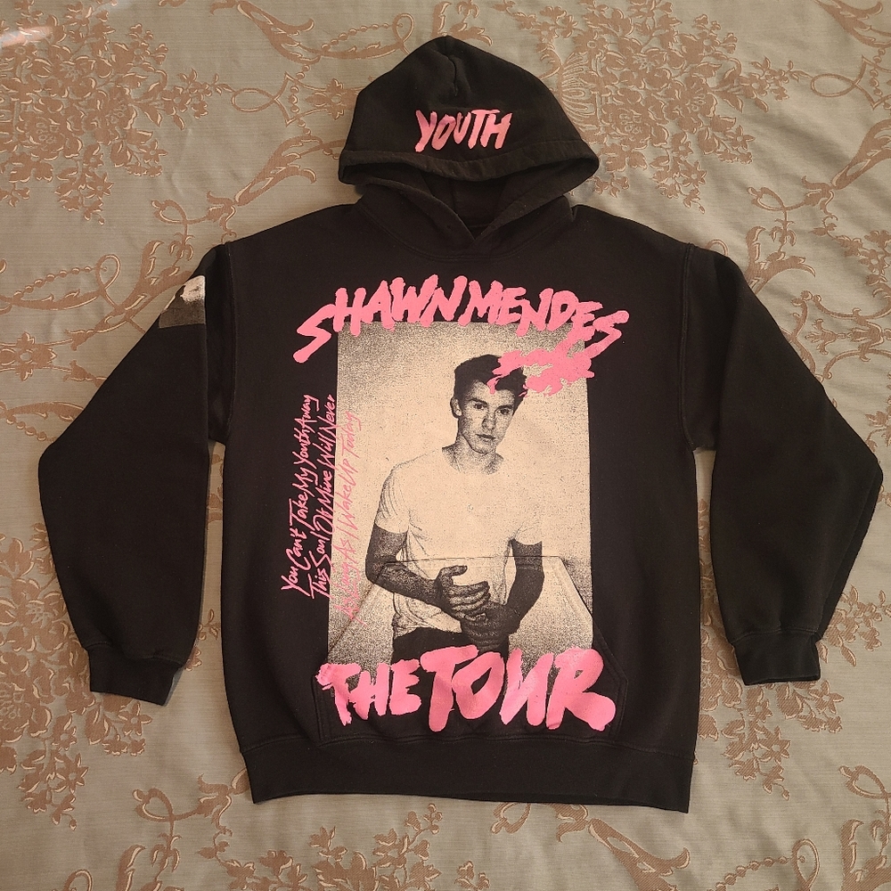Shawn Mendes The Tour Graphic Hoodie Black White Pink Women's Size Medium